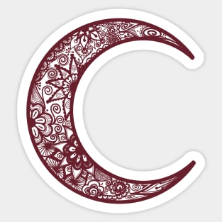 Red Henna Crescent Moon Sticker